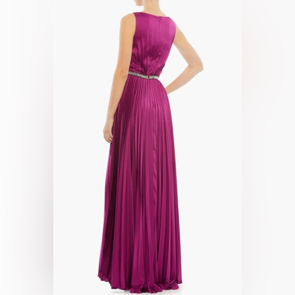 Ieena for Mac Duggal Crystal Pleated Satin A-Line Gown - Picture 4 of 9
